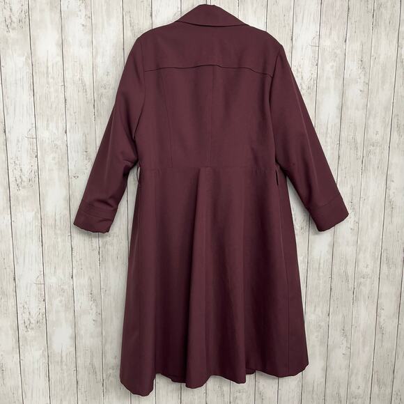 Vintage ILGWU Purple Long Sleeve Button Front Lined Warm Trench Style Coat - Picture 2 of 10